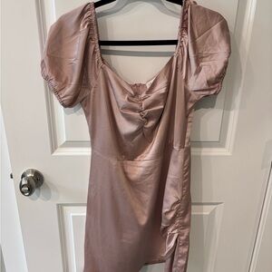 Le Lis Blush Pink Mini Dress with Puff Sleeves